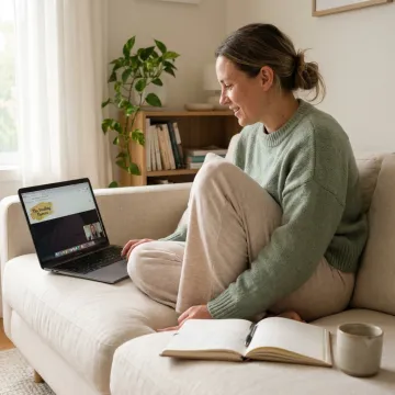 Woman in online anxiety consulting session