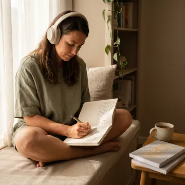 Woman journaling during burnout support session