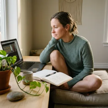 Woman in a calm virtual healing session