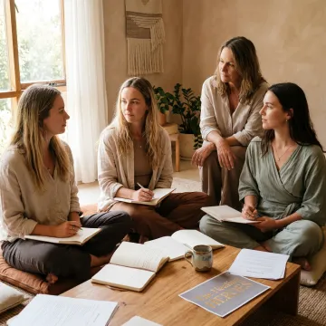 Schoolgirls discussing confidence with a mentor