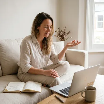 Woman in reflective healing consultation