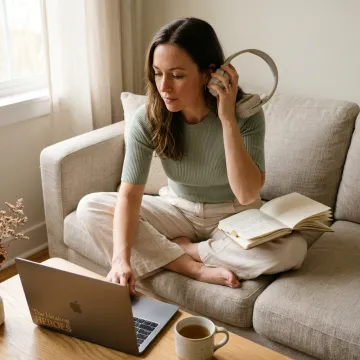 Woman receiving online anxiety support