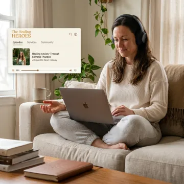 Woman receiving online anxiety support from home
