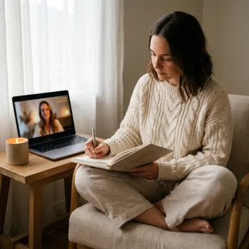 Woman journaling during self-esteem support session