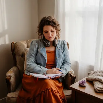 Woman in a calm trauma recovery session