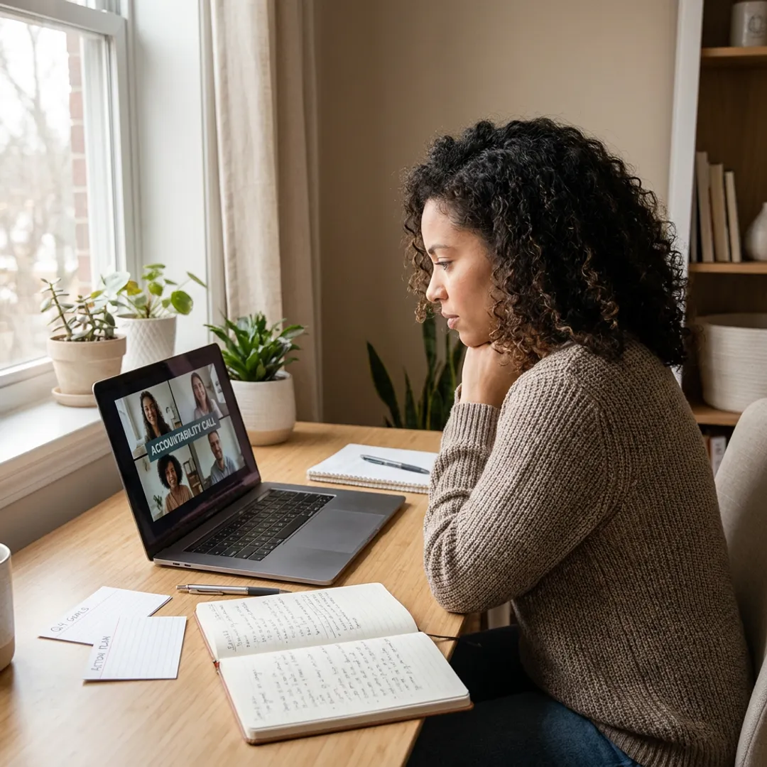 Virtual mindset consultation with goals and journal notes