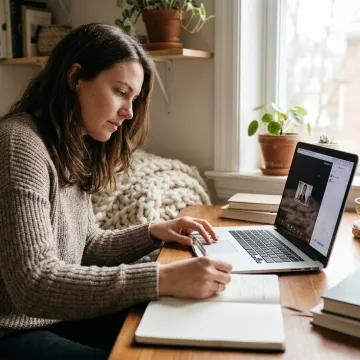 Woman in virtual mindset consulting session