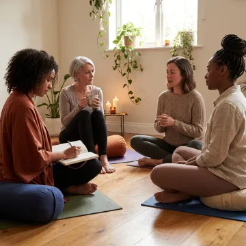 Women in a calm holistic wellness circle