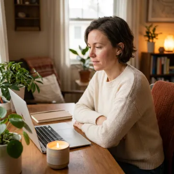 Woman receiving holistic consulting support online