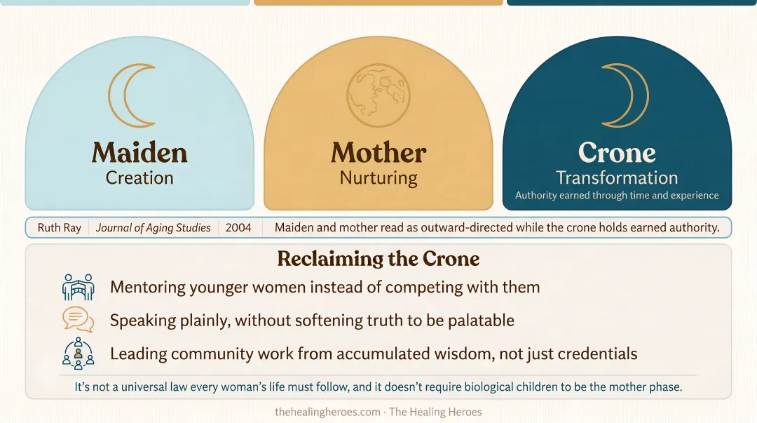 Maiden mother crone triple goddess life stages framework diagram