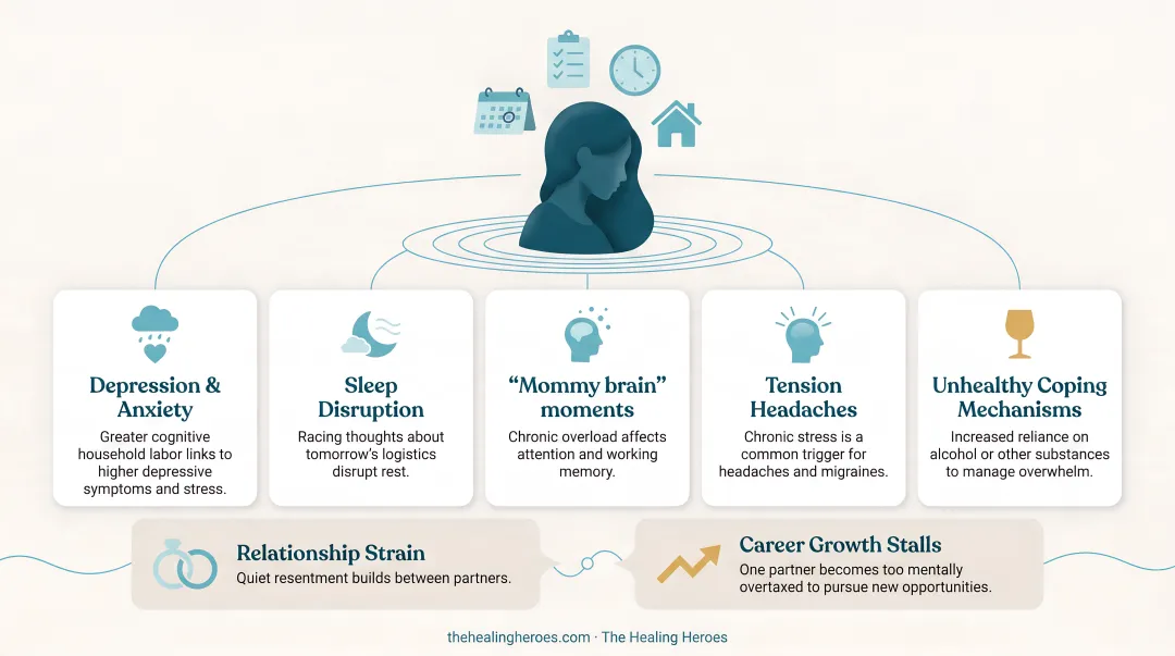 Five health impacts of unmanaged mental load infographic