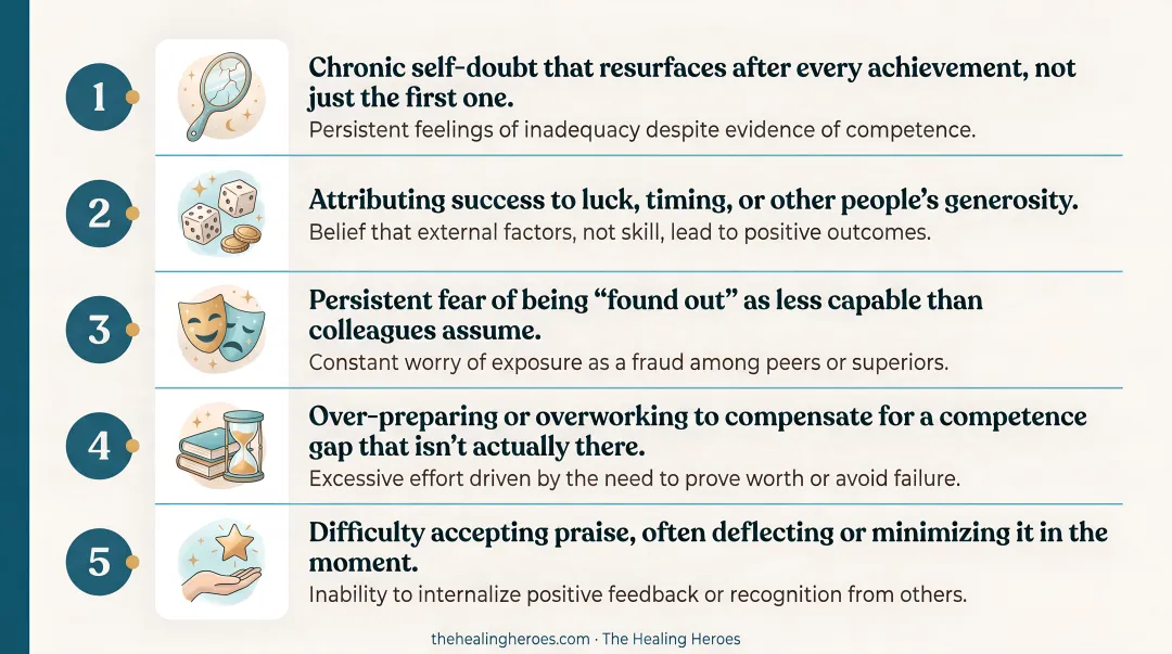 Five common symptoms of imposter syndrome in women checklist