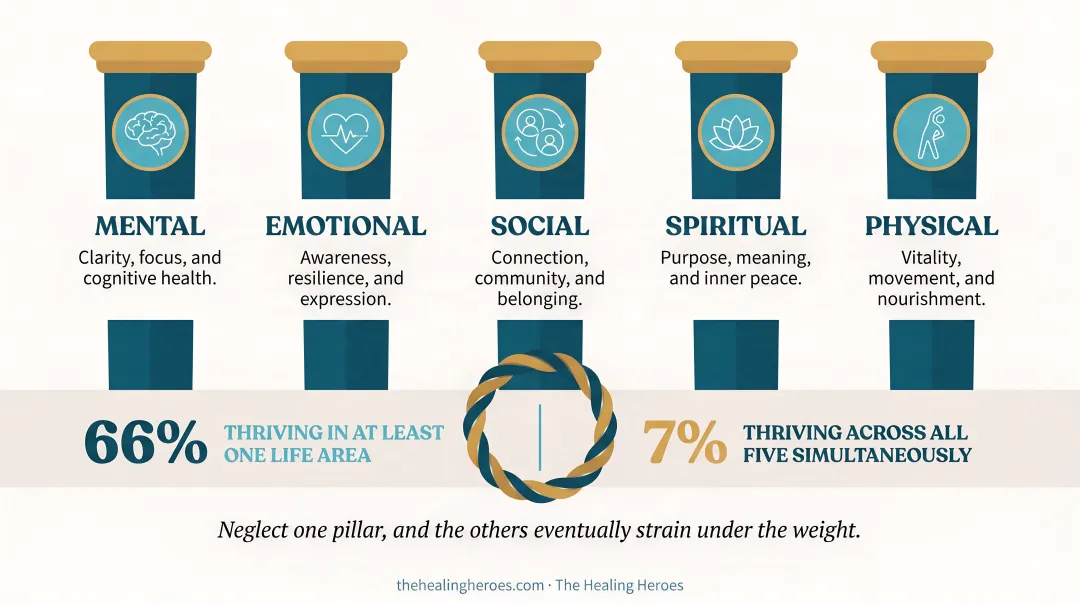 Five pillars of women's personal growth wheel diagram