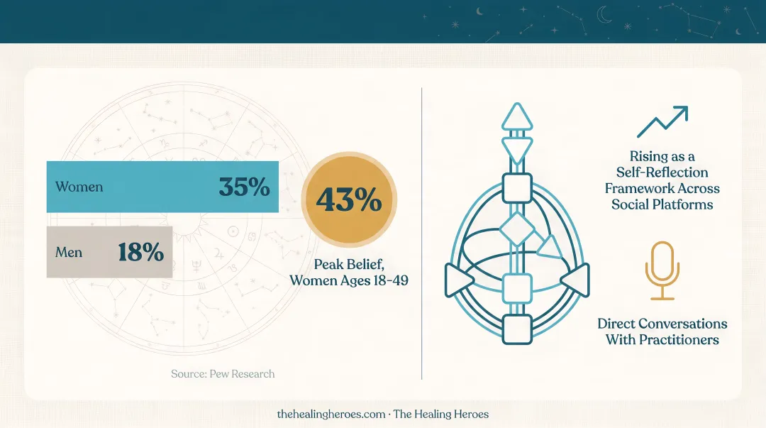 Woman using astrology and human design charts for self-reflection