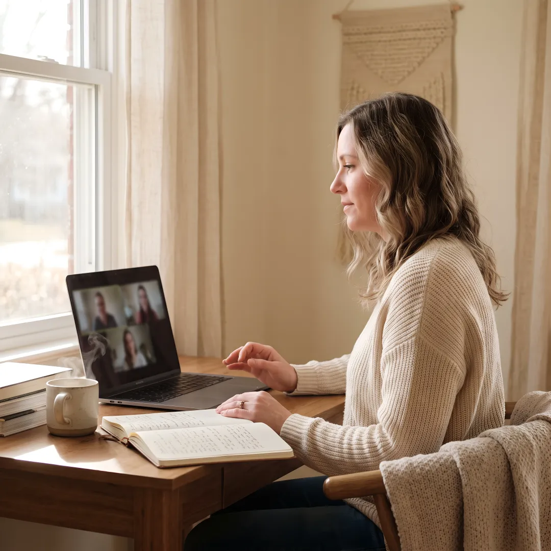 Woman in a virtual wellness consultation
