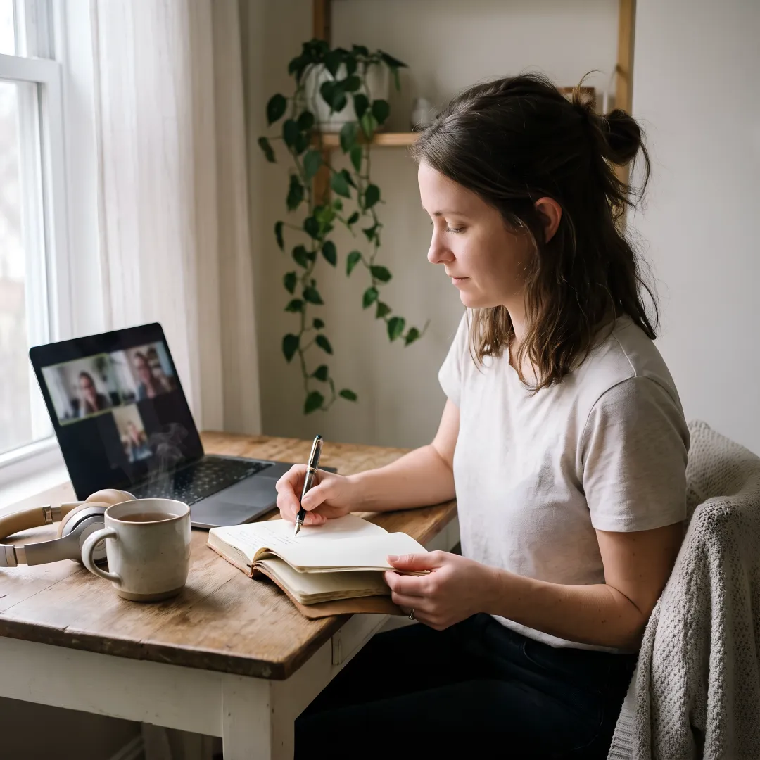 Woman journaling during a trauma recovery practice