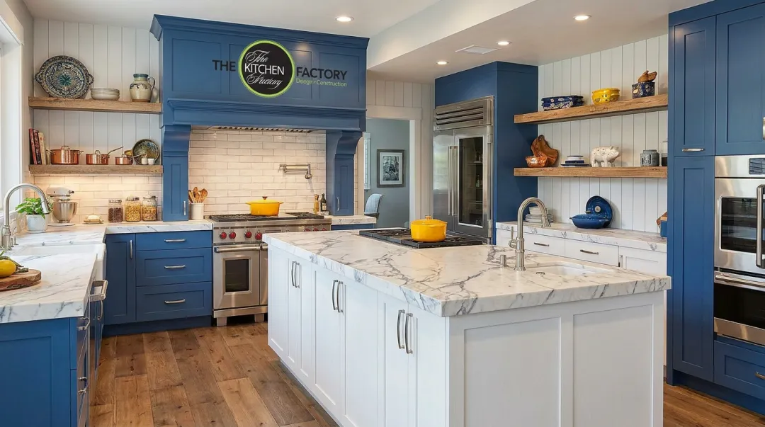 The Kitchen Factory luxury kitchen design showroom displaying custom cabinetry and finishes