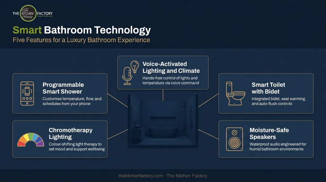 Smart luxury bathroom technology features overview programmable shower lighting toilet mirror