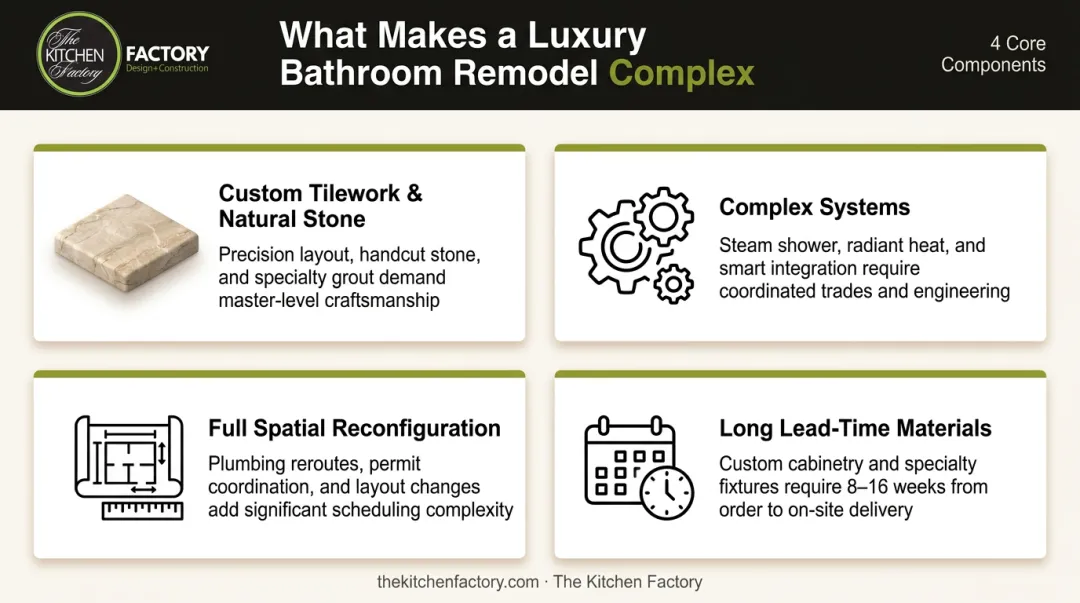 Four key components of luxury bathroom remodel scope and complexity breakdown