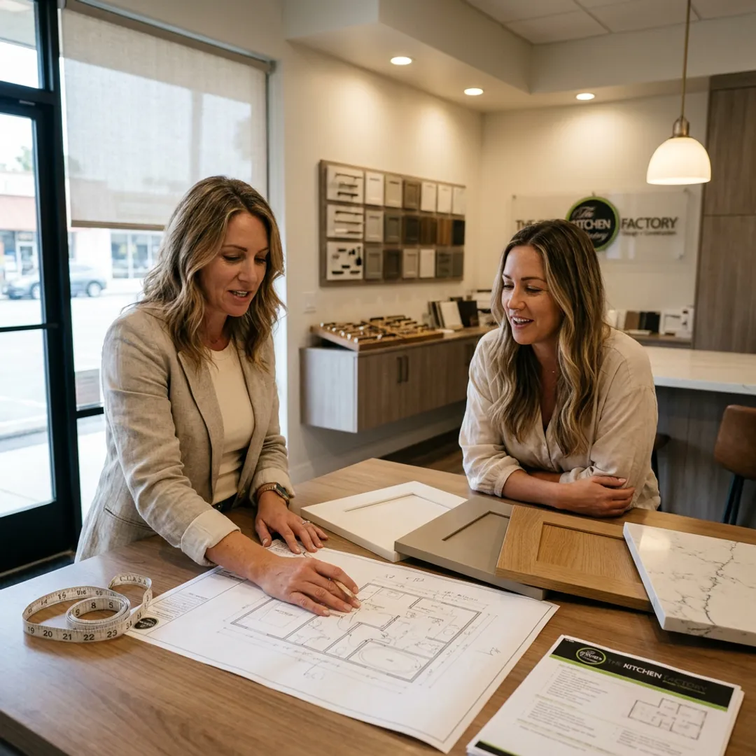 Designer reviewing bathroom remodeling plans
