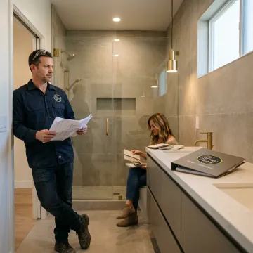 Custom bathroom renovation with luxury vanity and tile shower