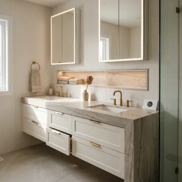 Luxury bathroom remodeling with custom vanity and elegant finishes