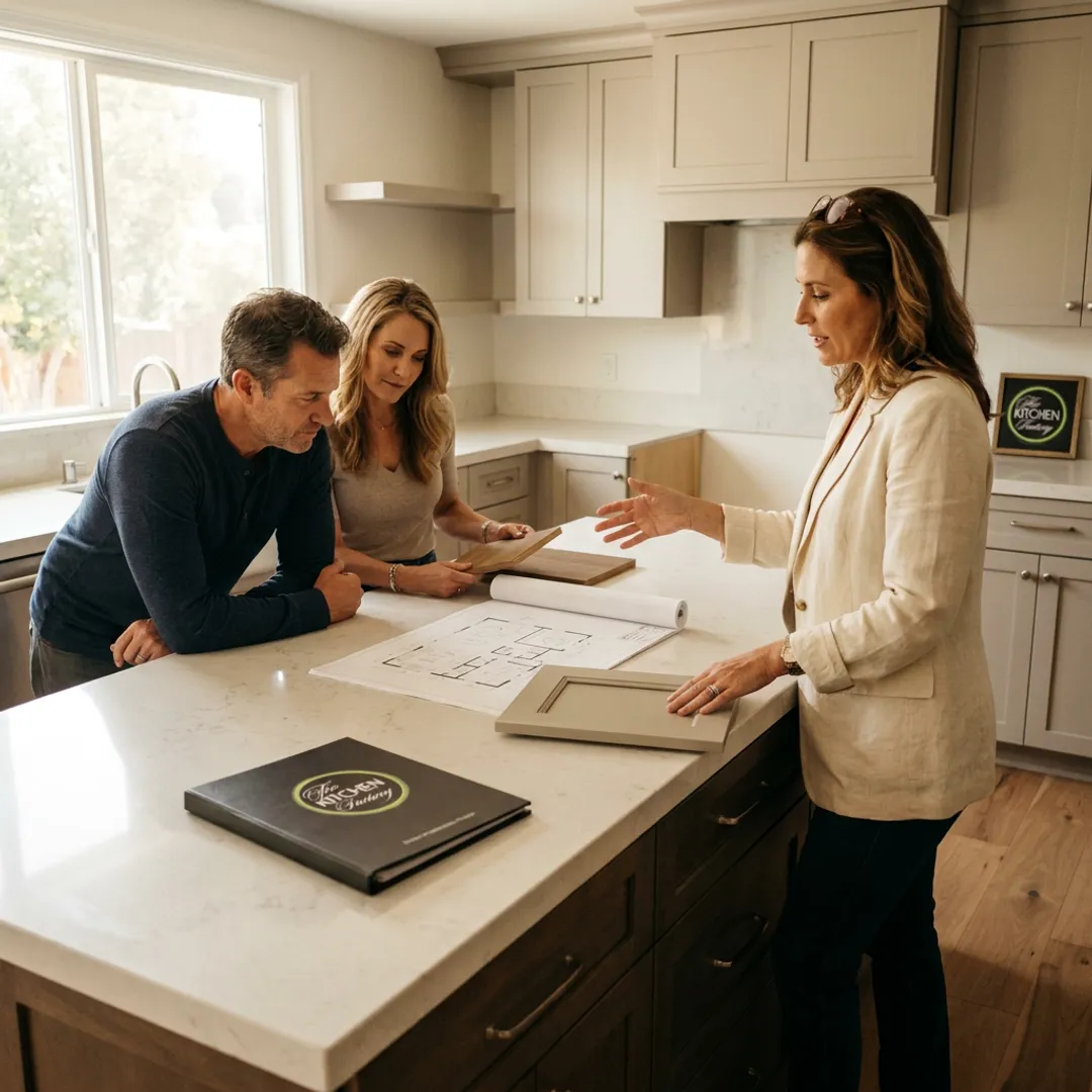 Designer reviewing kitchen renovation plans