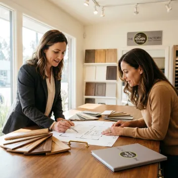 Designer reviewing custom walk-in closet plans