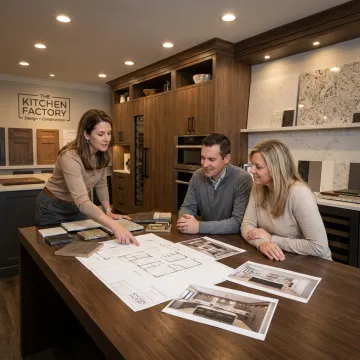 Designer reviewing luxury kitchen plans