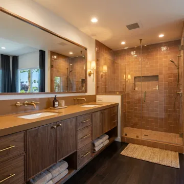 Elegant remodeled bathroom with custom vanity