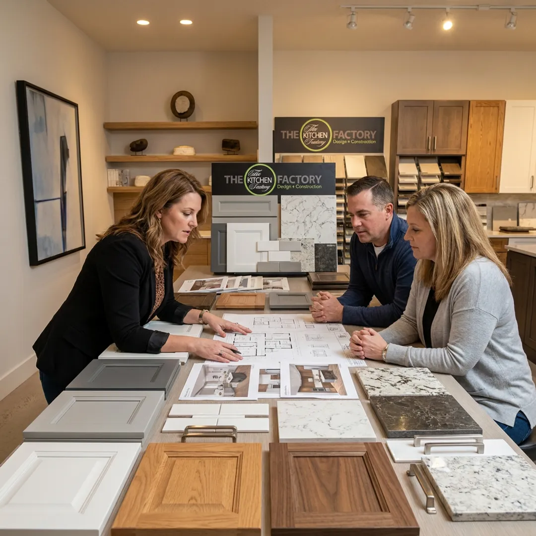 Designer reviewing luxury kitchen plans
