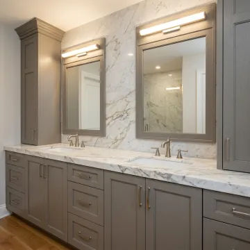 Luxury bathroom with custom cabinetry and modern fixtures