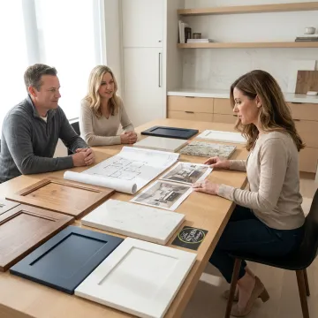 Designer reviewing kitchen remodeling plans