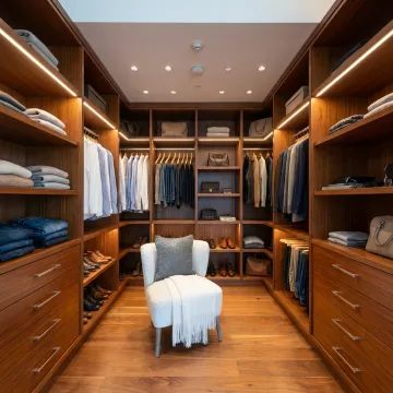Luxury custom closet with built-in cabinetry