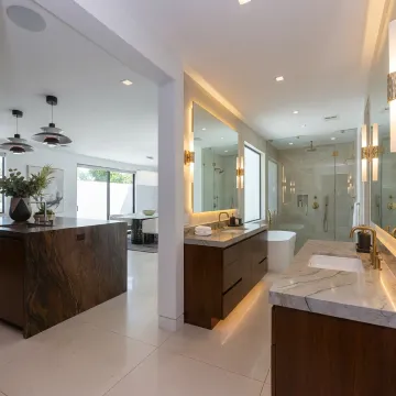 Luxury remodeled kitchen and bathroom interior
