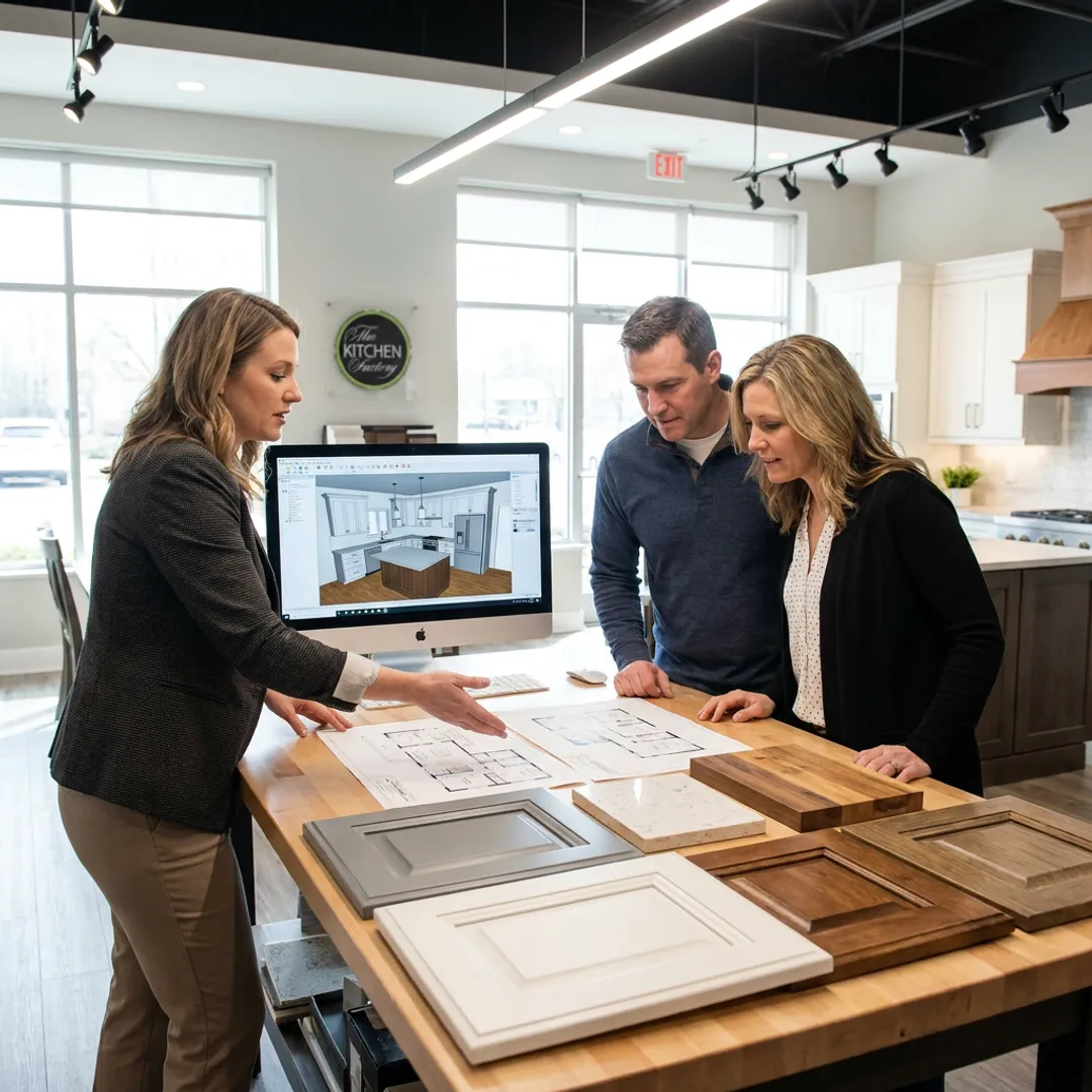 Designer reviewing kitchen remodel plans