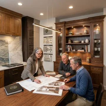 Designer reviewing custom cabinetry plans