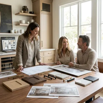 Designer reviewing kitchen remodel plans
