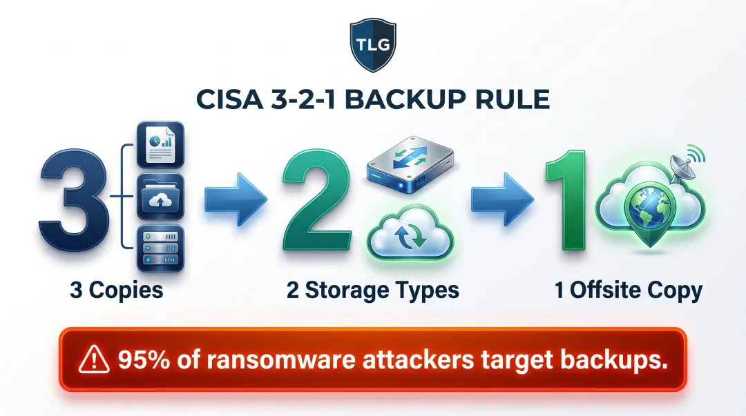 3-2-1 backup rule process diagram for ransomware disaster recovery