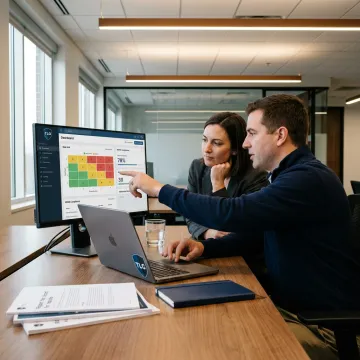IT security team reviewing cybersecurity audit findings
