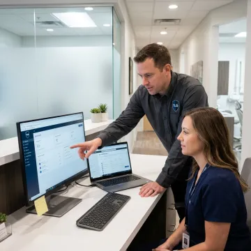 Dental office team using secure IT systems
