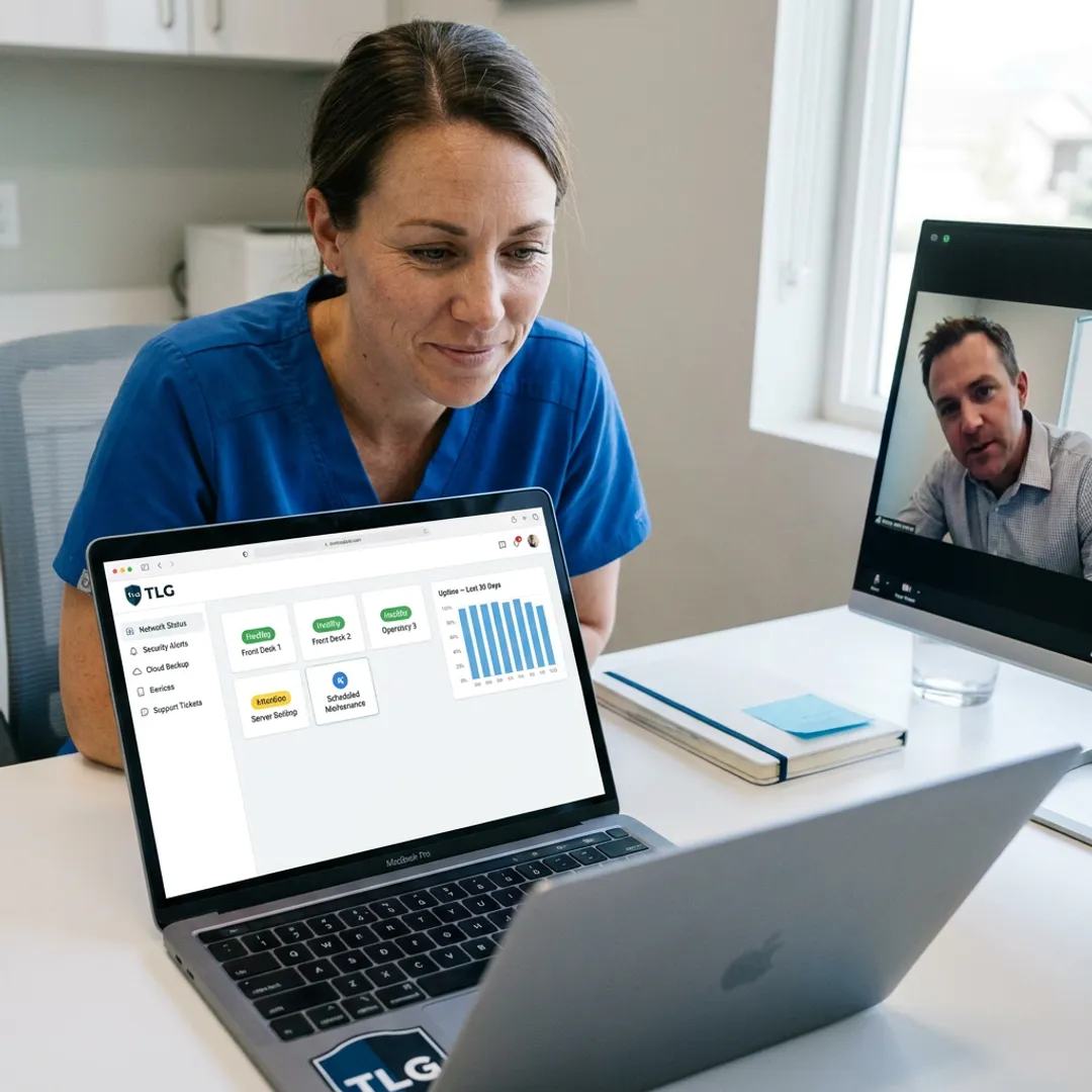 Dental team using secure teledentistry technology