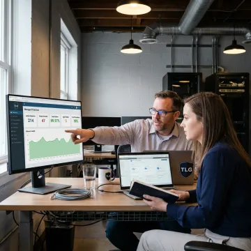 Business IT support team managing secure systems