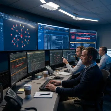 Cybersecurity team monitoring ransomware threats