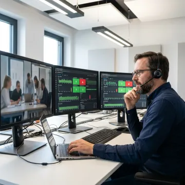 Remote IT support technician assisting a business team