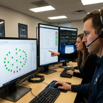 Managed IT support team monitoring business systems