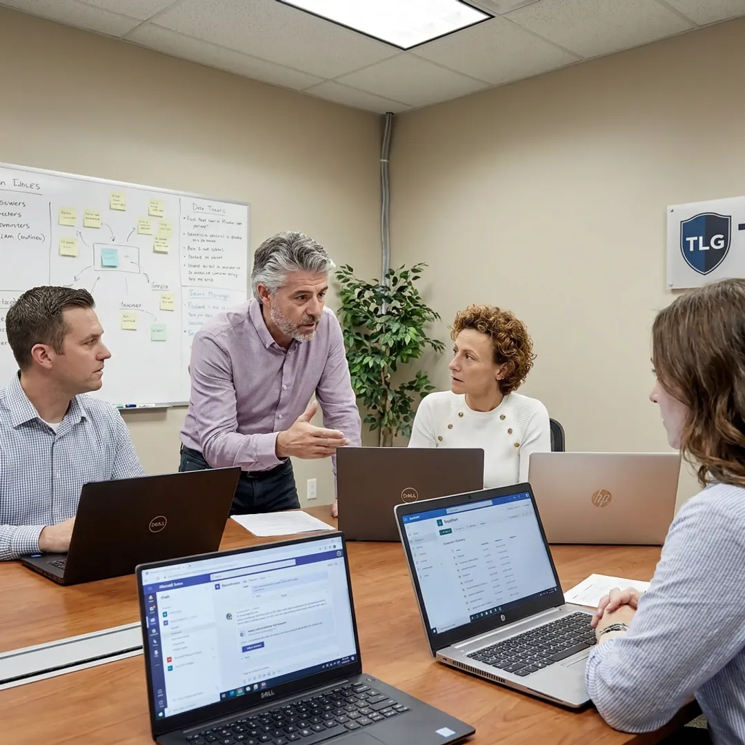 Business team using Microsoft 365 collaboration tools