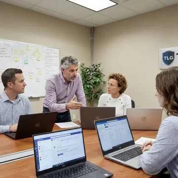 Business team using Microsoft 365 collaboration tools