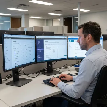 Consultant configuring Microsoft 365 collaboration tools