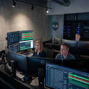 IT team monitoring cloud systems and support dashboards